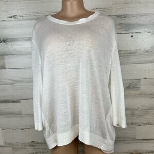 Privé Collection Linen Silk Blend Sheer Layered Top Size XL Cream Coastal Beach